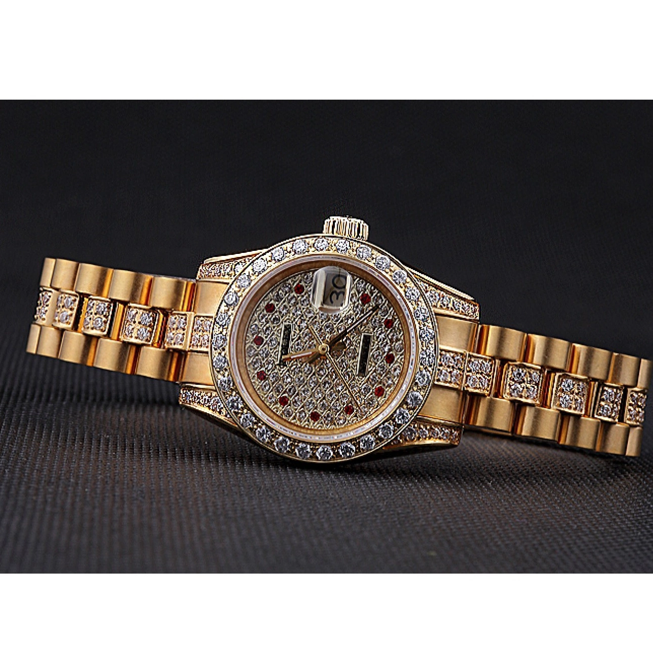 Best AAA Replica Sites Swiss 622023 Gold Diamond Dial DateJust Rolex 0604